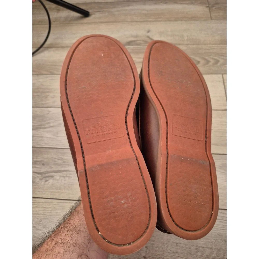 Allen Edmonds Force 10 Tan Brown Leather Boat Shoes Mens Casual Loafers Sz 9 D